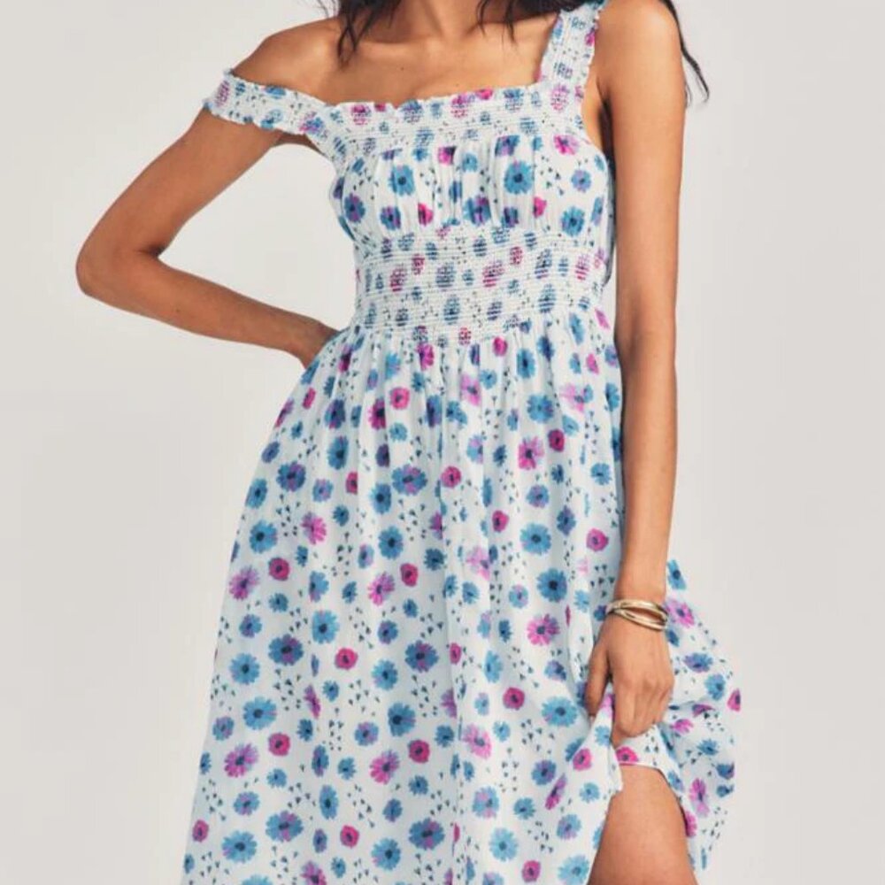 LoveShackFancy Pasha Deep Cotton Candy Midi Dress S